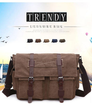 Planet Gates Business Messenger Bags For Men Student A++ Canvas Crossbody Shoulder Pack Retro Solid Casual Office Travel Bag