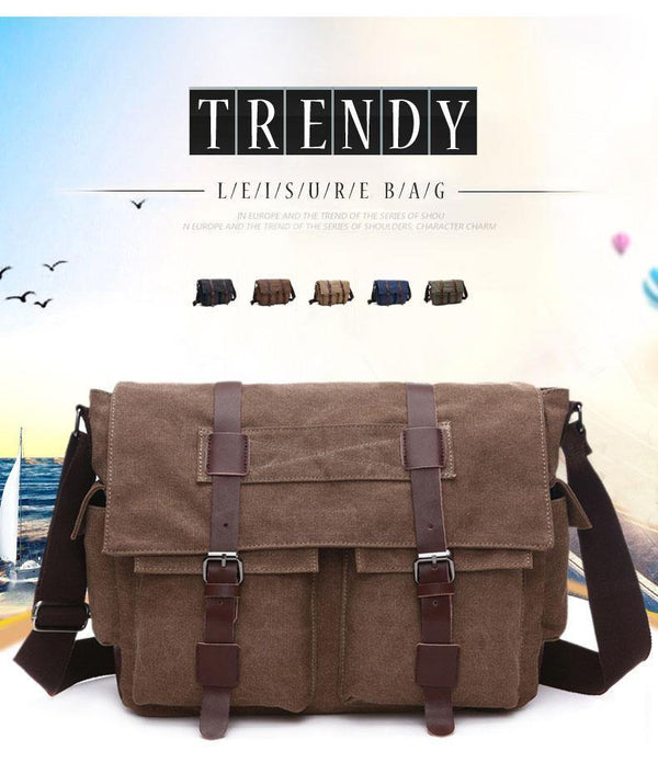 Planet Gates Business Messenger Bags For Men Student A++ Canvas Crossbody Shoulder Pack Retro Solid Casual Office Travel Bag