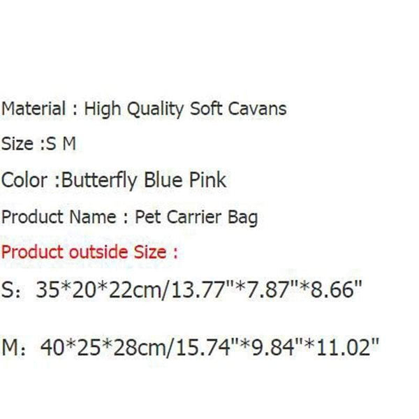 Planet Gates Butterfly / S Dog Bag For Small Dogs Puppy Cat Outdoor Travel Tote Backpack Breathable Cozy Soft Carrying Supplies DOGGYZSTYLE