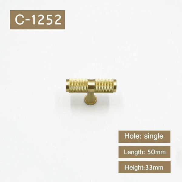 Gold Knurled/Textured simple kitchen cabinet knobs and handles Drawer Pulls Bedroom Knobs Brass T Bar Cabinet Hardware