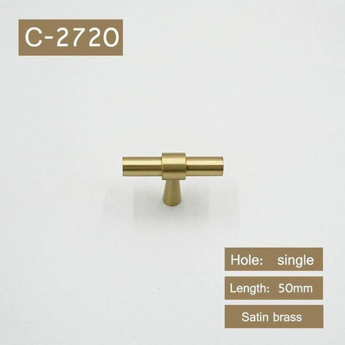 2"-9" Solid Brass Furniture Handles T-bar Light Luxury Fashion Gold Wardrobe Dresser Cupboard Cabinet Drawer Pulls