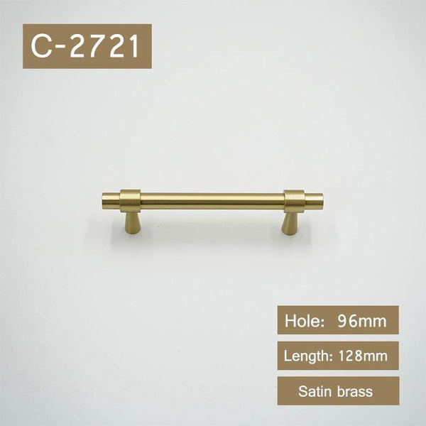 2"-9" Solid Brass Furniture Handles T-bar Light Luxury Fashion Gold Wardrobe Dresser Cupboard Cabinet Drawer Pulls