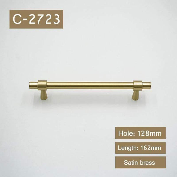 2"-9" Solid Brass Furniture Handles T-bar Light Luxury Fashion Gold Wardrobe Dresser Cupboard Cabinet Drawer Pulls