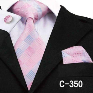 Planet Gates C-350 / China C-557 2018 Pink White Mens Ties Set Plaid Gravatas Necktie 8.5cm Silk Ties for Men Wedding Business Vestidos Corbatas Hombre