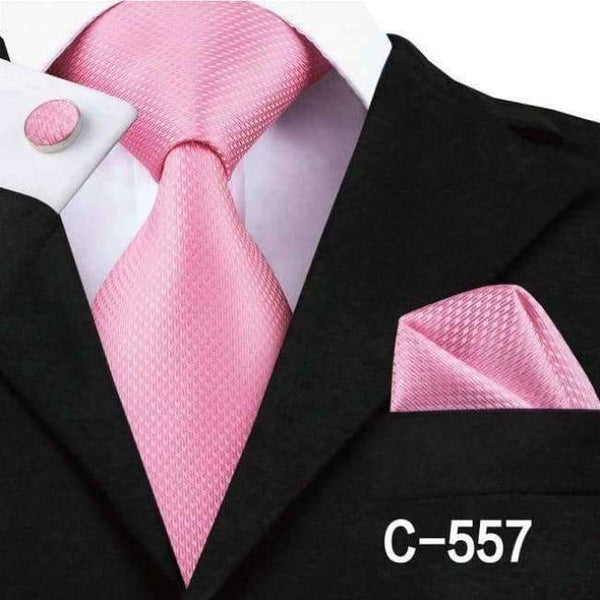Planet Gates C-557 / China C-557 2018 Pink White Mens Ties Set Plaid Gravatas Necktie 8.5cm Silk Ties for Men Wedding Business Vestidos Corbatas Hombre
