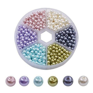 Planet Gates C 650pcs/Box 4mm Pearlized Round Beads Mixed Color Glass Pearl Bead Sets for Jewelry Making DIY necklace bracelet Hole: 1mm