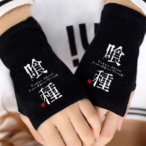 Planet Gates C Anime Tokyo Ghoul Kaneki Ken Cosplay Gloves Women Men Cotton Knitting Warm Half Finger Glove Wrist Mittens New