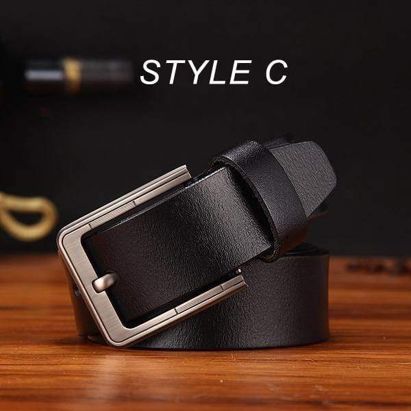 Planet Gates C Black / 120cm 35to37 Incn Men's belt leather belt men male genuine leather strap luxury pin buckle fancy vintage jeans