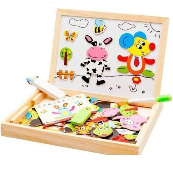 Planet Gates C Cartoon Kids Educational Toys Wooden Puzzles For Children Forest Park Multifunctional Magnetic Puzzles Drawing Board