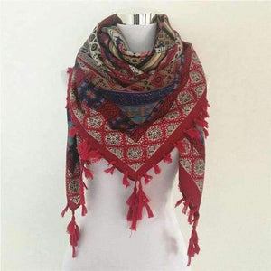 Planet Gates C Dark Red Bandana new fashion woman Scarf square scarves Printed Women Wraps Winter autumn ladies shawl Luxury Brand tassel scarf
