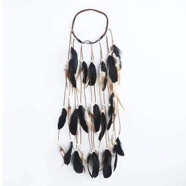 Planet Gates C Feather Rope Crown AWAYTR 2018 Boho White Elastic Gypsy Festival Head Band for Women Fashion Indian Hair Accessories