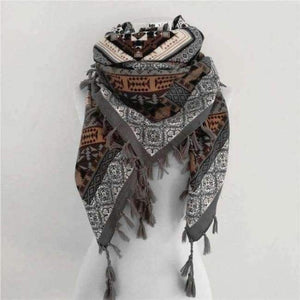 Planet Gates C Grey and Brown Bandana new fashion woman Scarf square scarves Printed Women Wraps Winter autumn ladies shawl Luxury Brand tassel scarf