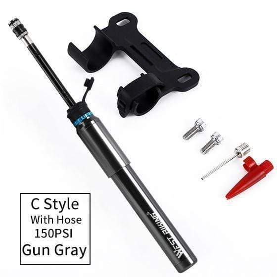 Planet Gates C Gun Gray 150PSI / China Portable Mini Pump for Bicycle Pump Bike Hand Inflator Schrader Presta Valve Adapter Cycling Tire Needle Air Hose