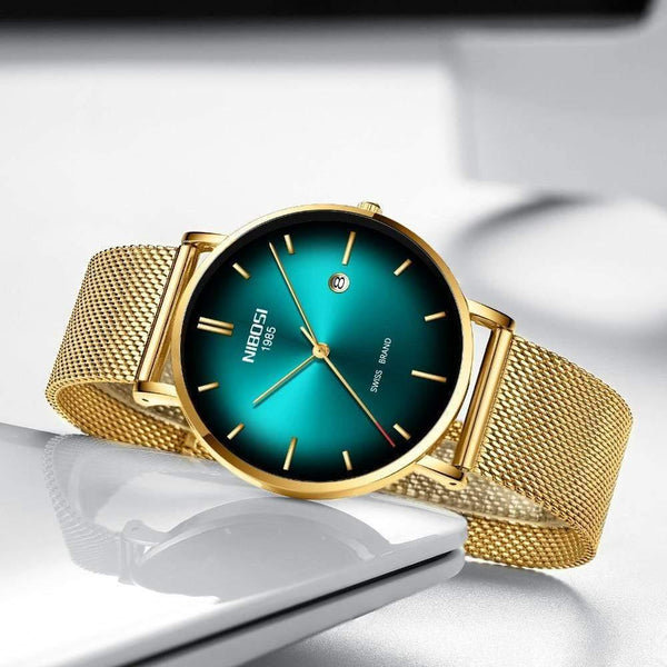 Planet Gates C Mens Watches Top Brand Luxury Mesh Steel Strap Green Casual Quartz Watch Men Fashion Sports Wrist Watch Relogio Masculino