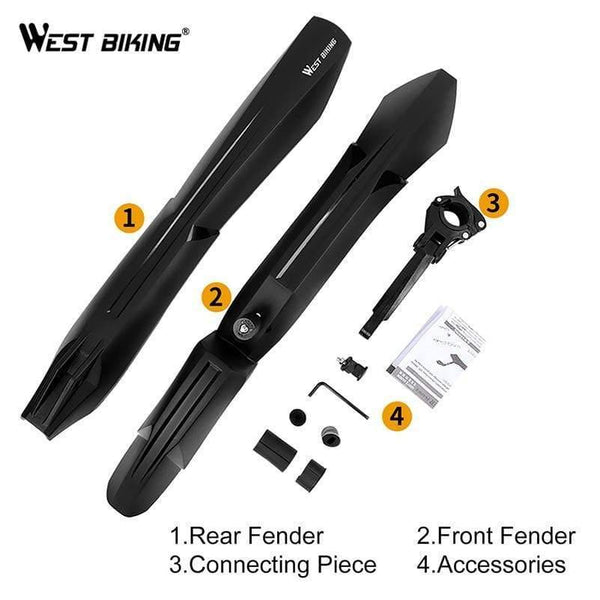 Planet Gates C Normal Black Quick Release Mountain Bike Fenders 2PCS Front Rear Cycling Bike Mudguard Wing 24 26 27.5 29 inch MTB Bicycle Fender