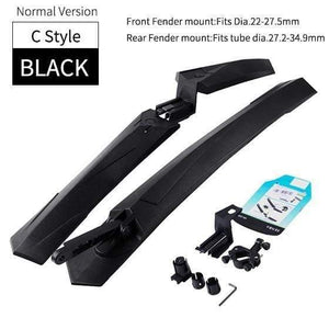 Planet Gates C Normal Black Quick Release Mountain Bike Fenders 2PCS Front Rear Cycling Bike Mudguard Wing 24 26 27.5 29 inch MTB Bicycle Fender