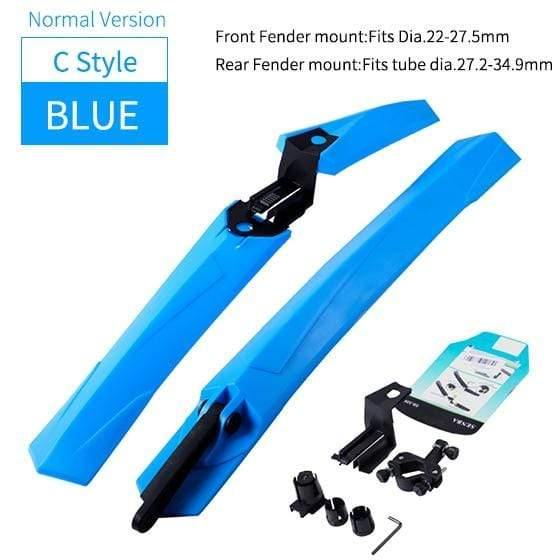Planet Gates C Normal Blue Quick Release Mountain Bike Fenders 2PCS Front Rear Cycling Bike Mudguard Wing 24 26 27.5 29 inch MTB Bicycle Fender