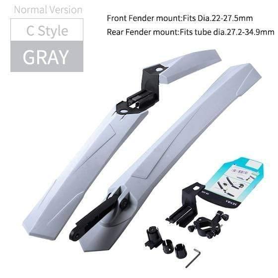 Planet Gates C Normal Gray Quick Release Mountain Bike Fenders 2PCS Front Rear Cycling Bike Mudguard Wing 24 26 27.5 29 inch MTB Bicycle Fender
