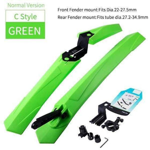 Planet Gates C Normal Green Quick Release Mountain Bike Fenders 2PCS Front Rear Cycling Bike Mudguard Wing 24 26 27.5 29 inch MTB Bicycle Fender