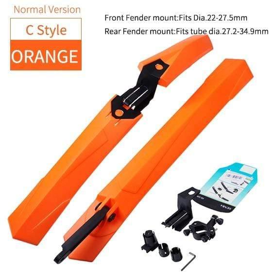 Planet Gates C Normal Orange Quick Release Mountain Bike Fenders 2PCS Front Rear Cycling Bike Mudguard Wing 24 26 27.5 29 inch MTB Bicycle Fender