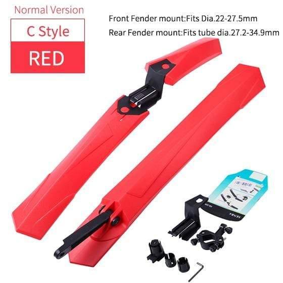 Planet Gates C Normal Red Quick Release Mountain Bike Fenders 2PCS Front Rear Cycling Bike Mudguard Wing 24 26 27.5 29 inch MTB Bicycle Fender
