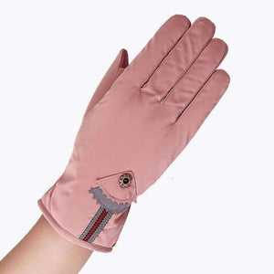 Planet Gates C Pink / One Size New Female Winter Outdoor Sports Warm Windproof Cartoon Bear Touch Screen Gloves Fashion Women Bow Tie Plush Gloves Mittens 17