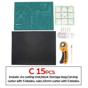 Planet Gates C set 15PCS A1A2A3A4 PVC Cutting Mat DIY Leather Craft Tool Double-sided Self-healing Mat Bottom Plate Cutting Patchwork Sewing Tool Set
