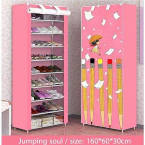 Planet Gates c Shoe cabinet 10-layer 9-grid Non-woven fabric Metal 160x60x30cm Shoe rack organizer removable shoe storage home furniture C118