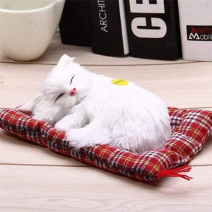 Planet Gates C Stuffed Toys Lovely Simulation Animal Doll Plush Lazy Sleeping Cats Plush Toy with Sound Home Decorations