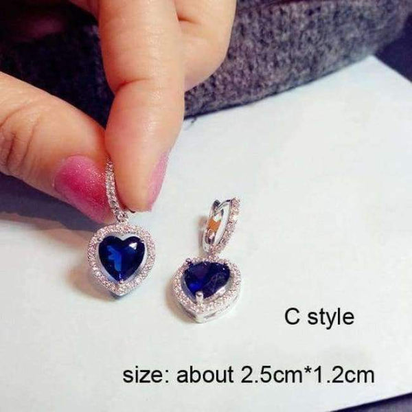 Planet Gates C style / Blue Fashion Vintage Flower Blue Water Drop Earrings Women Crystal Stone Long Tassel Earrings Cubic Zirconia Pearl Women Earrings