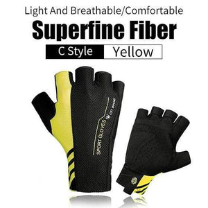 Planet Gates C Style Yellow / L Cycling Gloves Half Finger Anti Slip Shockproof Bike Gloves Gel Pad Summer Women Men Sports MTB Road Bicycle Gloves