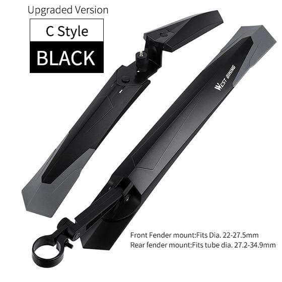Planet Gates C Upgraded Black Quick Release Mountain Bike Fenders 2PCS Front Rear Cycling Bike Mudguard Wing 24 26 27.5 29 inch MTB Bicycle Fender