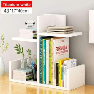 Simple Combination Bookshelf Desktop Stands Creative Student Desktop Bookcase Storage Cabinet Home Furniture - C White