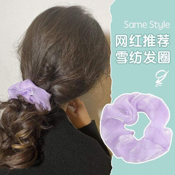 Women Fashion Hair Accessories Satin Hair Scrunchies Elastic Hair  Scrunchy Hair Ties Girls Chiffon Ponytail Holder Purple Lover
