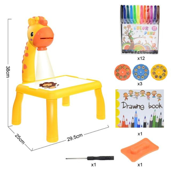 Planet Gates C Yellow with box Children Led Projector Painting Art Drawing Table Light Toy For Kids Painting Board Desk Educational Learning Paint Tools Toys