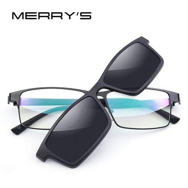 Planet Gates C01 Black Black 2 In 1 Magnet Polarized Clip Glasses Frame Men Optical Myopia Clip Glasses For Men Eyeglasses Frame TR90 S2728
