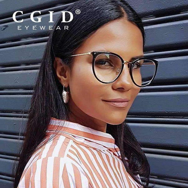 Planet Gates C01 Glossy Black CGID Women Fashion Computer Glasses Anti Blue Rays Blocking Filter Eyewear Fashion Eyeglasses Sleeping Better Round Glasses CT10