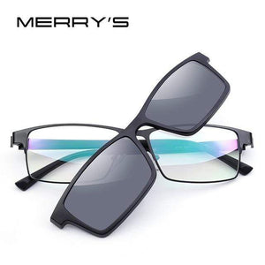 Planet Gates C02 Black Silver 2 In 1 Magnet Polarized Clip Glasses Frame Men Optical Myopia Clip Glasses For Men Eyeglasses Frame TR90 S2728