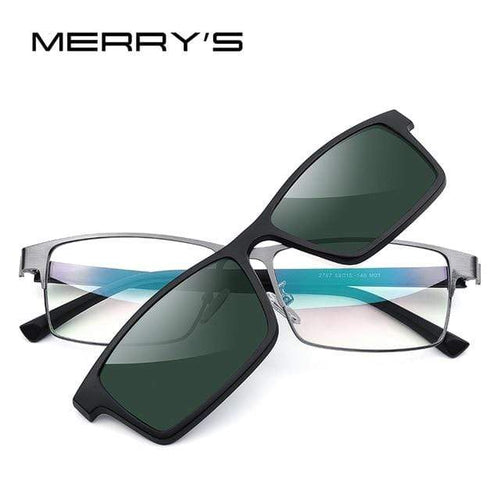 Planet Gates C03 Silver Green 2 In 1 Magnet Polarized Clip Glasses Frame Men Optical Myopia Clip Glasses For Men Eyeglasses Frame TR90 S2728