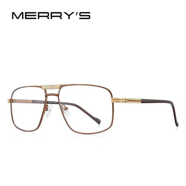 Planet Gates C05 Brown Men Classic Square Glasses Optics Frame Luxury Double Bridge Prescription Glasses Frames Optical Eyewear S2012