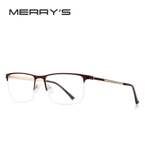 Planet Gates C05 Brown Men Titanium Glasses Frame Ultralight Square Eye Myopia Prescription Eyeglasses Male Half Optical Frame S2014