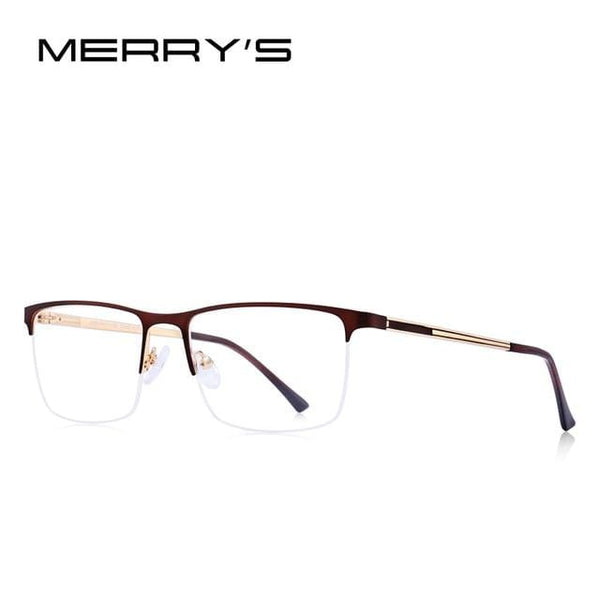 Planet Gates C05 Brown Men Titanium Glasses Frame Ultralight Square Eye Myopia Prescription Eyeglasses Male Half Optical Frame S2014