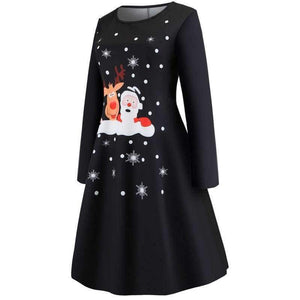 Planet Gates c064 / XXL Vintage Kjoler Kvinder Casual Elegant Kontorarbejde Julekjole Retro Hepburn O-hals Langærmet Swing Festkjole Plus Size