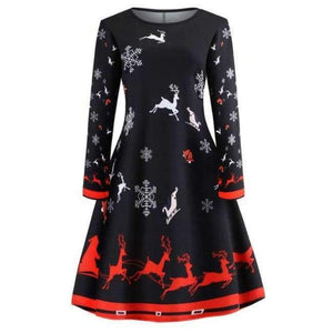 Planet Gates c064 / XXL Vintage Kjoler Kvinder Casual Elegant Kontorarbejde Julekjole Retro Hepburn O-hals Langærmet Swing Festkjole Plus Size