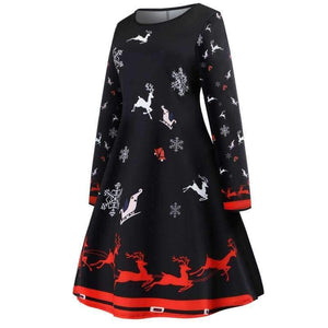 Planet Gates c064 / XXL Vintage Kjoler Kvinder Casual Elegant Kontorarbejde Julekjole Retro Hepburn O-hals Langærmet Swing Festkjole Plus Size