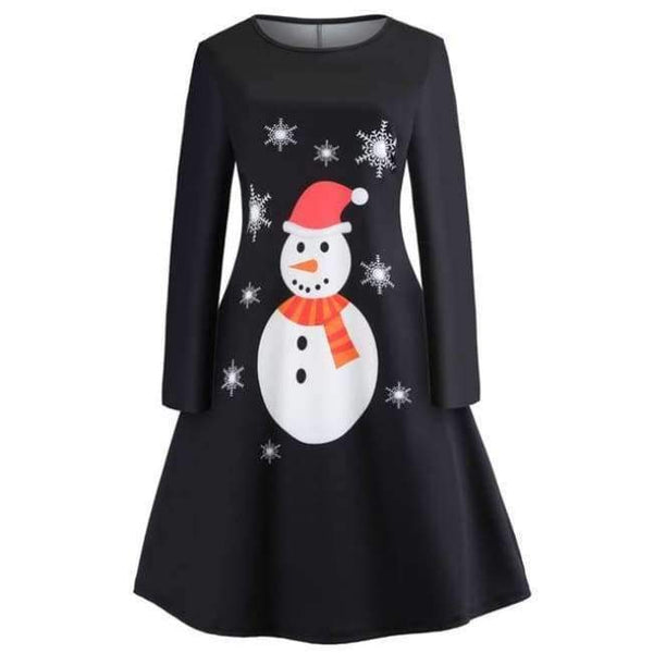 Planet Gates C065 / XXL Vintage Kjoler Kvinder Casual Elegant Kontorarbejde Julekjole Retro Hepburn O-hals Langærmet Swing Festkjole Plus Size