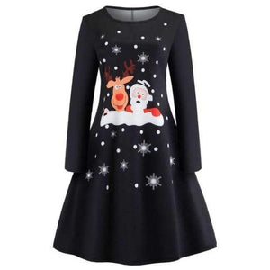 Planet Gates C066 / XXL Vintage Kjoler Kvinder Casual Elegant Kontorarbejde Julekjole Retro Hepburn O-hals Langærmet Swing Festkjole Plus Size