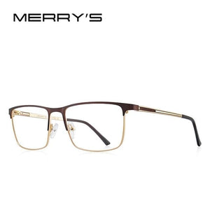 Planet Gates C09 Brown Men Titanium Glasses Frame Ultralight Square Eye Myopia Prescription Eyeglasses Male Half Optical Frame S2014