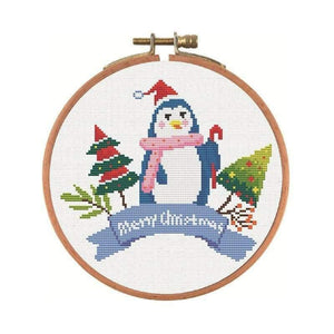 Planet Gates C1 / 20*20cm Christmas DIY Embroidery Starter Kit With Xmas Themed Pattern Embroidery Hoop Cotton Linen Cloth Thread Needlework Sewing Craft