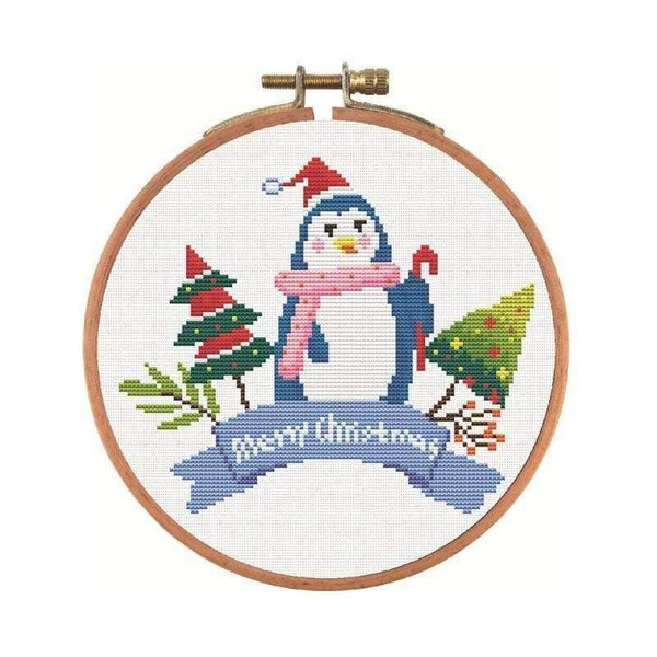 Planet Gates C1 / 20*20cm Christmas DIY Embroidery Starter Kit With Xmas Themed Pattern Embroidery Hoop Cotton Linen Cloth Thread Needlework Sewing Craft